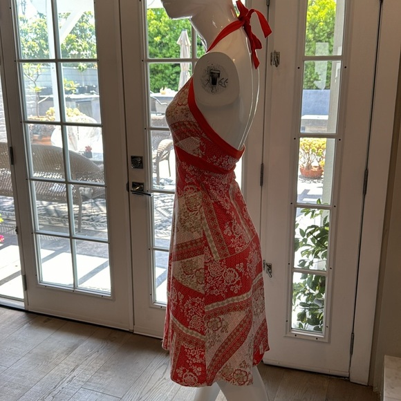 Patagonia Red Floral Oganic Cotton Stretchy Halter Dress Size XS - Picture 5 of 10